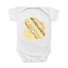 Body de Bebê Roupinha Feliz Ano Novo Frase Fundo Dourado Letras Temático Festas Menino Menina MB