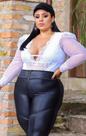Body de Renda com manga de Tule