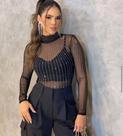 Body de tule com aplicação em brilho