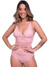 Body Decote Lingerie Transparente Casual Blogueira