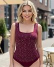 Body Decote Quadrado Elegante Brilho Strass Moderno