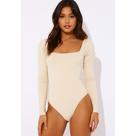 Body Decote Quadrado Manga Longa Suplex Collant Liso Frio