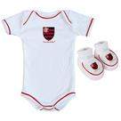 Body e Pantufa Flamengo Branco Torcida Baby