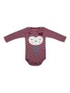 Body em Algodão Listrado Estampado Gatinha e Corações Laço Body em Algodão Listrado Estampado Gatinha e Corações Laço