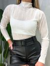 Body em Tule Manga Longa Ondas Mirela Ref. 1525