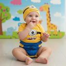 Body Fantasia Minions Bebê Feminino Masculino Touca Lacinho Body Fantasia Minions Bebê Feminino Masculino Touca Lacinho