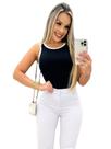 Body Feminino Blusinha Regata Canelado Bicolor Blogueira