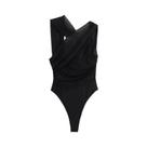 Body Feminino de Malha com Estampa Leopardo - Ombro a Ombro, Sem Mangas, Tule e Modelagem Justa Body Feminino de Malha com Estampa Leopardo - Ombro a Ombro, Sem Mangas, Tule e Modelagem Justa