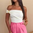 Body Feminino Fivela Elegante 0rgânico Poliamida Suplex Tendência
