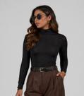 Body Feminino Gola Alta Em Suplex Atendencia Preto
