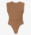 Body Feminino Justo Vicose Creponada Endless Marrom