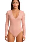 Body Feminino Manga Longa com Recortes Laterais