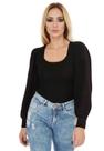 Body Feminino Manga Longa Decote Princesa Tricot Modal Livora Cor:PretoTamanho:Único
