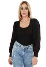 Body Feminino Manga Longa Decote Princesa Tricot Modal Livora Cor:PretoTamanho:Único