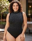 Body Feminino Plus Size Enfeite Pedrarias Elegante Exclusivo
