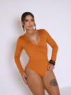 Body Feminino Preto Manga Longa com Decote Transpassado
