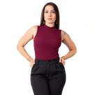 Body Feminino Regata Gola Alta Cacharrel Canelado Social