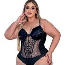 Body Feminino Sedução Plus Size Com Decote De Alcinha Sexy 2417
