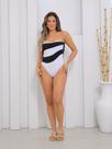 Body Feminino sem alça Blogueirinha Listrado Bicolor
