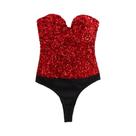 Body Feminino Sem Alças com Lantejoulas e Costas Nuas - Decote em Coração - Sexy Body Feminino Sem Alças com Lantejoulas e Costas Nuas - Decote em Coração - Sexy