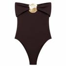 Body Feminino Sem Mangas com Glitter e Laço - Preto, Marrom e Dourado - Espartilho para Rave