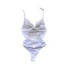 Body Feminino Sensual Com Renda E Recortes, Sem Costas, Transparente, Vazado, Ajuste Justo, Estilo