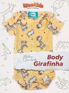 Body Girafinha de Manga Curta WeeKids - Canelado Amarelo Estampado para Bebê