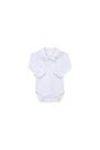 Body Infantil Bebê Manga Longa Gola Bordado Menino Branco Fofinho