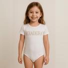 Body Infantil Boiadeira Branco Strass Festa Rodeio Moda Country Menina Suplex Premium