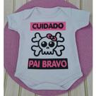Body Infantil Manga Curta Branco Temático Bebê Frase 100% Suedine