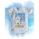 Body Infantil Manga Curta Branco Temático Bebê Frase 100% Suedine