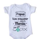Body Infantil Manga Curta Branco Temático Bebê Frase 100% Suedine