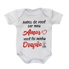 Body Infantil Manga Curta Branco Temático Bebê Frase 100% Suedine