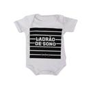 Body Infantil Manga Curta Branco Temático Bebê Frase 100% Suedine