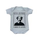 Body Infantil Manga Curta Branco Temático Bebê Frase 100% Suedine