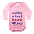 Body infantil Manga longa Bebe Menina Tecido Suedine Personalizado Frase Minha Mamae É A Melhor Rosa 100 algodão Baby Deluxe