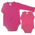 Body Infantil Manga Longa Rosa RN a G - Algodão Premium Body Infantil Manga Longa Rosa RN a G - Algodão Premium