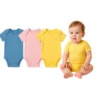 Body Liso Bebê Roupa Nenem Manga Curta - Kit Com 3 Peças