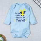 Body longo de bebê frase presente da mamãe azul claro Body longo de bebê frase presente da mamãe azul claro
