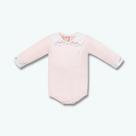 Body Longo Hug Com Gola Bordada Flores Rosa Magia