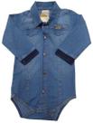 Body Longo Jeans Bebê Menino Luxo Estilo Camisa Katita 2733