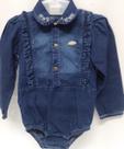 Body Luxo Bebê Menina Jeans Estilo Camisa Katita Kids Rf 158 -