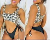 Body Maiô cavado com Bojo Gringa Anitta lançamento cordinha animal print