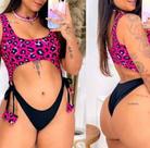 Body Maiô cavado com Bojo Gringa Anitta lançamento cordinha animal print