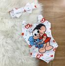 Body Maio Suplex Infantil Temático da Mônica Branco