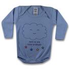 Body Manga Longa Bebe Suedine Estampa de Girafinhas Azul Menino 100 algodão Quentinho e Durável Macio Enxoval Cha de Bebe Maternidade Baby Deluxy
