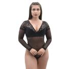 Body Manga Longa em Renda Maya Liebe .