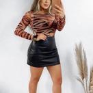 Body manga longa estampa tigre em tule feminino elegante casual