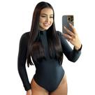 Body Manga Longa Gola Alta Ajustado ao Corpo Tecido Premium Body Manga Longa Gola Alta Ajustado ao Corpo Tecido Premium