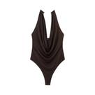 Body Marrom Halter sem alça Sem Mangas Com Tanga Para Mulheres, Body Sexy Com Costas Abertas